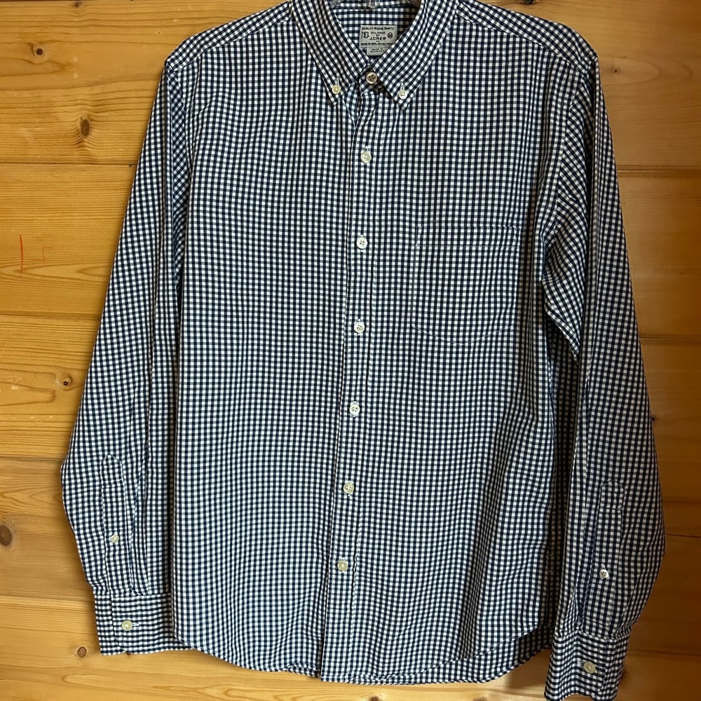 Men’s medium long sleeve shirt J Crew 100% cotton navy check slim fit